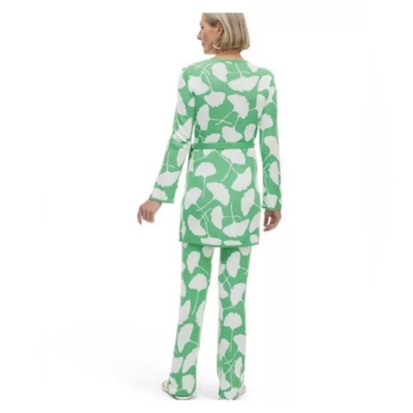 New Diane Von Furstenberg by Target V-Neck Ginkgo Long-Sleeve Sweater Wrap Top L - Picture 7 of 11